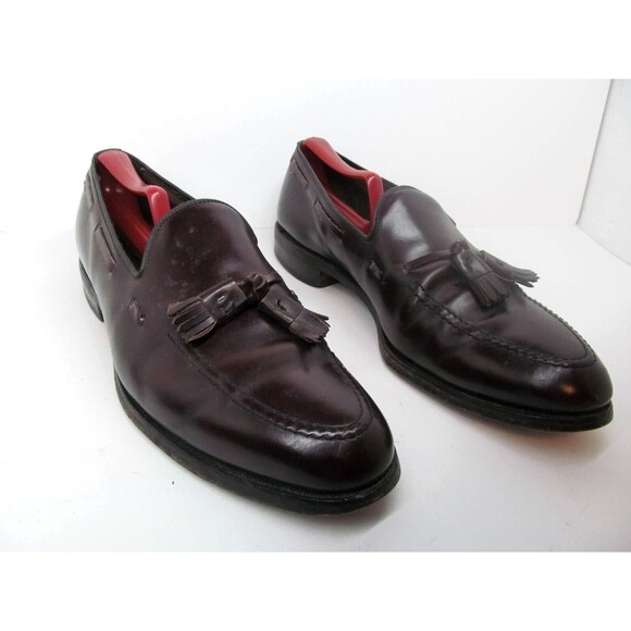 Allen Edmonds Grayson  Mens Burgundy Leather Tasseled Loafers Size US 9.5 C - Picture 1 of 16